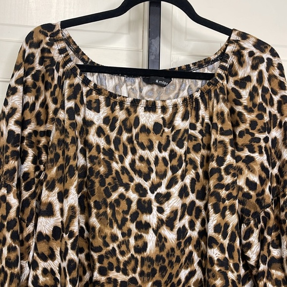 Ali Miles Women's Animal Print Lace Hem 3/4
Sleeve Round Neck Blouse Sz 2X - Picture 2 of 11